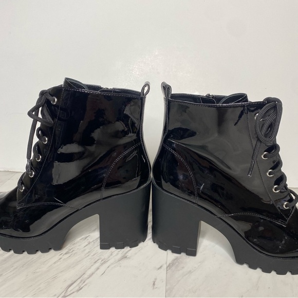 BP Masson Black Patent Heeled Lace Up Boot 8M - Picture 8 of 15
